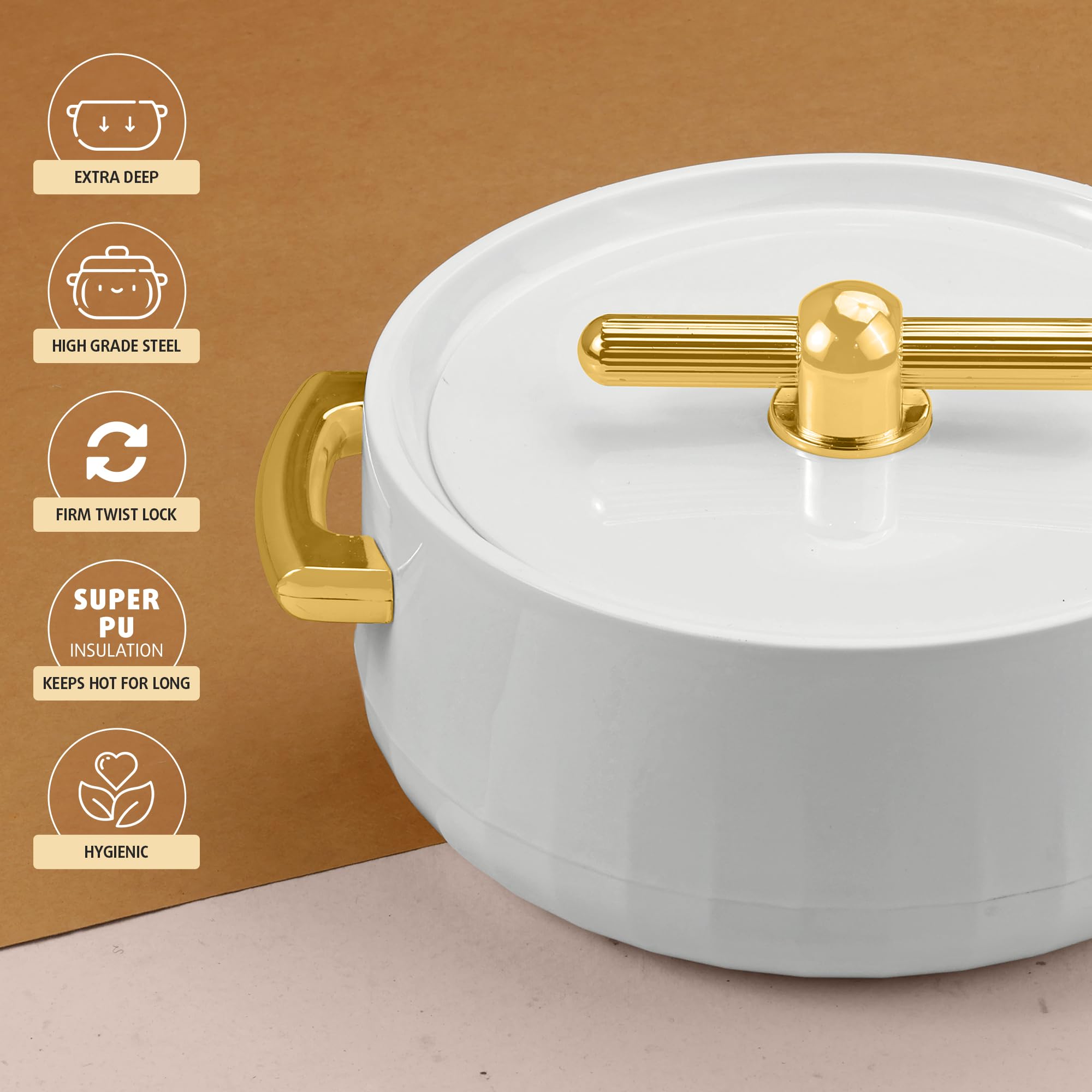 Selvel Giving Shape To Life! Elegance Inner Steel Casserole Set Of 3 (1700Ml, 1200Ml, 600Ml) |Bpa Free|Advanced P.U. Insulation|